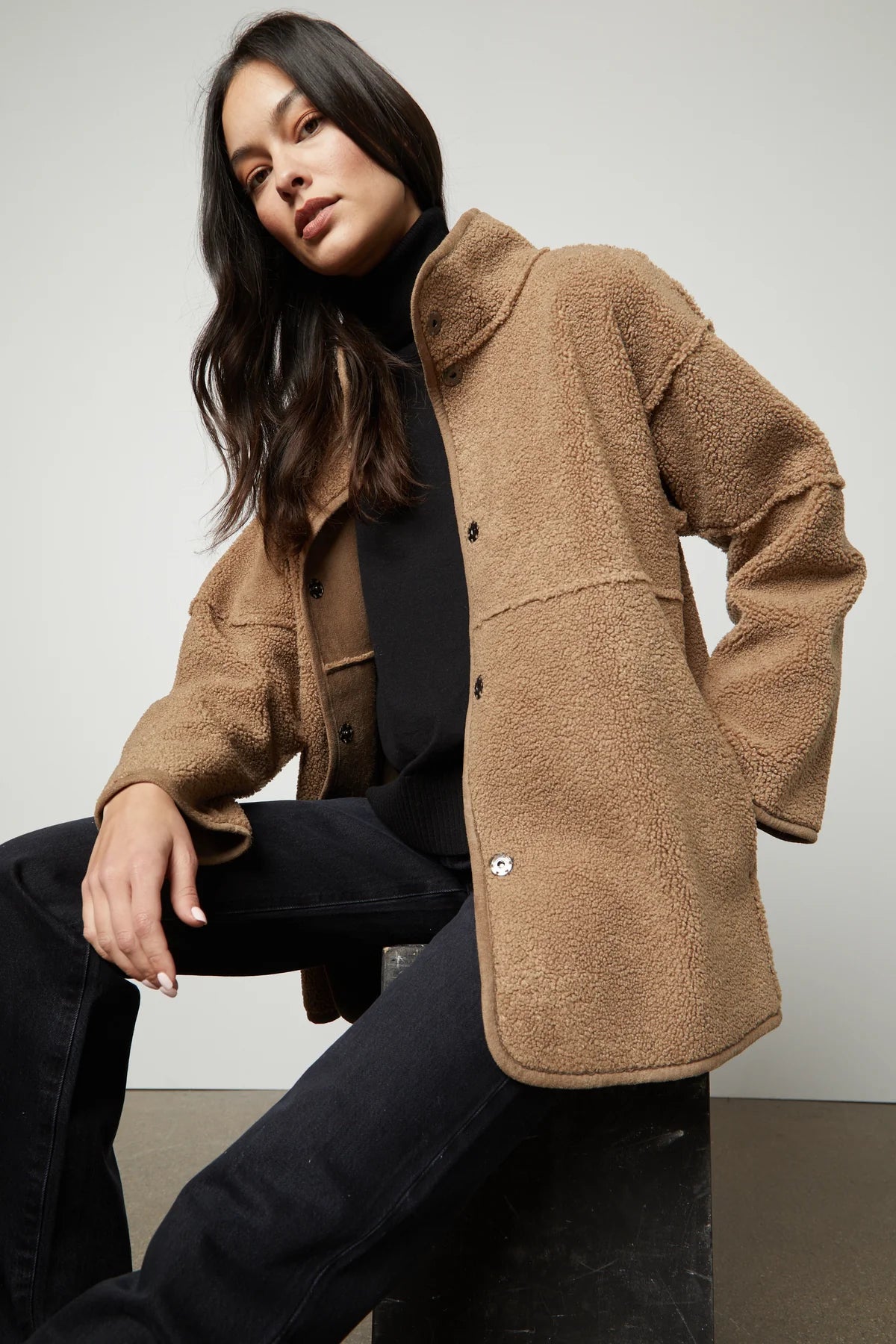 Albany Lux Sherpa Reversible Jacket - Cafe