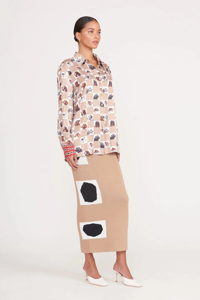 MARTHA TUNIC - CAMEL DOG CHECK