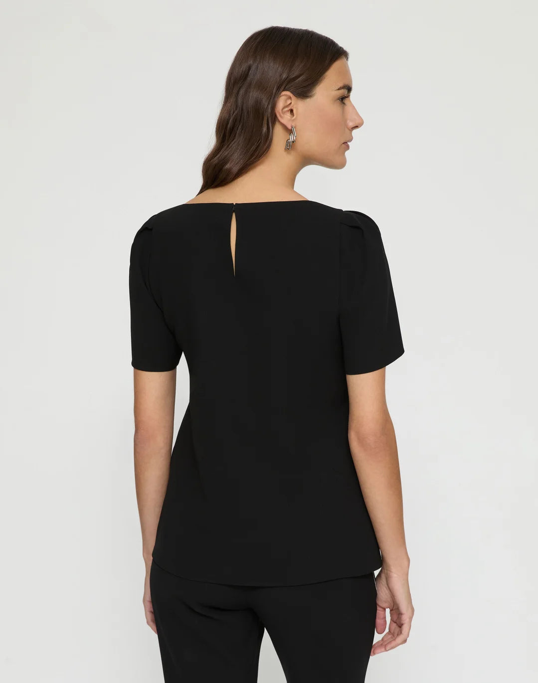 Responsible Finesse Crepe Puff Sleeve Blouse - Black