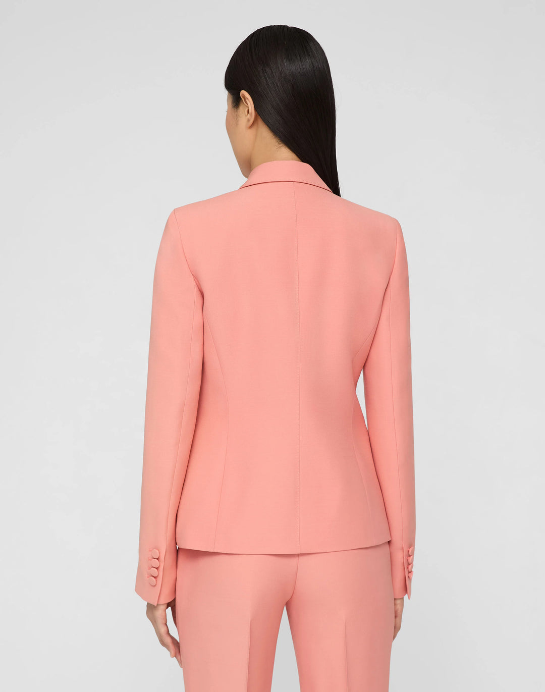 Wool-Silk Crepe Three-Button Academy Blazer - Altrosa Pink