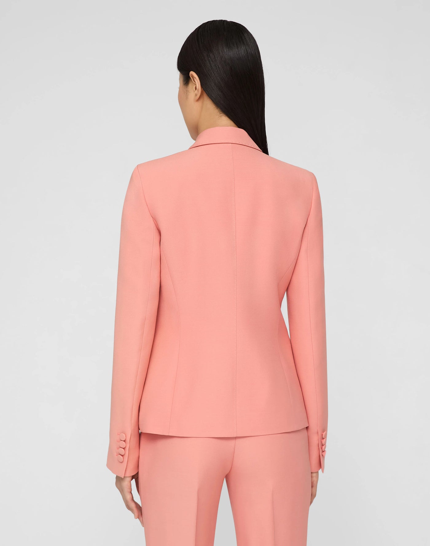 Wool-Silk Crepe Three-Button Academy Blazer - Altrosa Pink