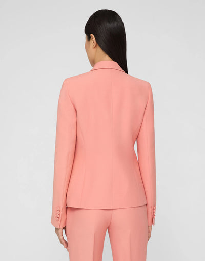 Wool-Silk Crepe Three-Button Academy Blazer - Altrosa Pink