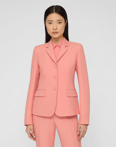 Wool-Silk Crepe Three-Button Academy Blazer - Altrosa Pink
