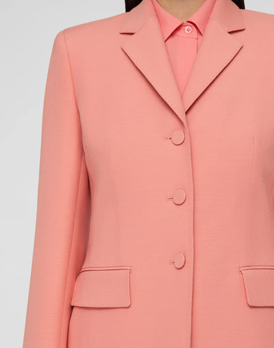 Wool-Silk Crepe Three-Button Academy Blazer - Altrosa Pink