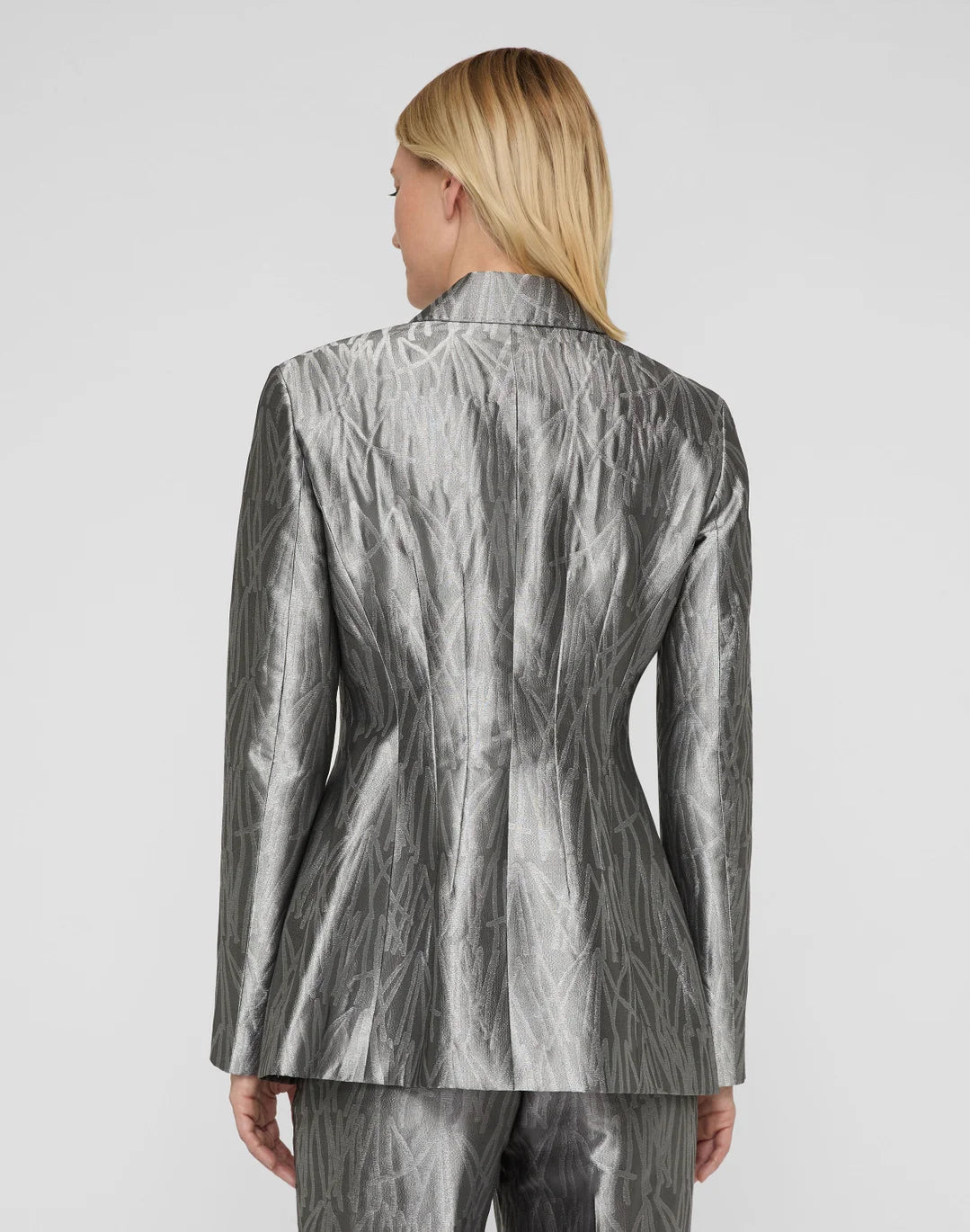 Tassel Jacquard Fitted Blazer - Silver