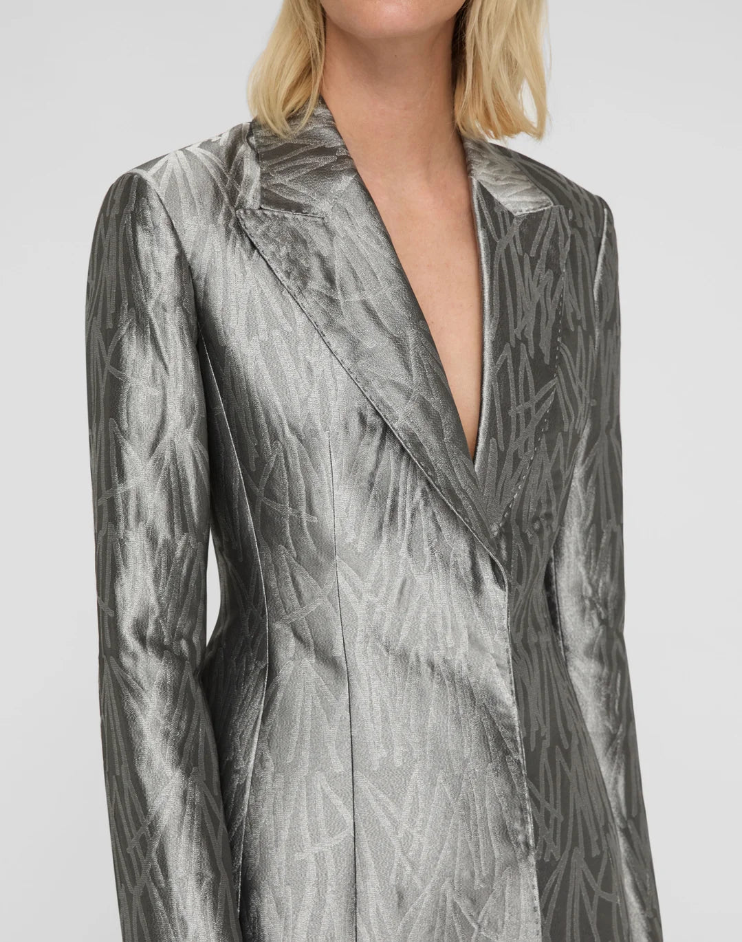 Tassel Jacquard Fitted Blazer - Silver