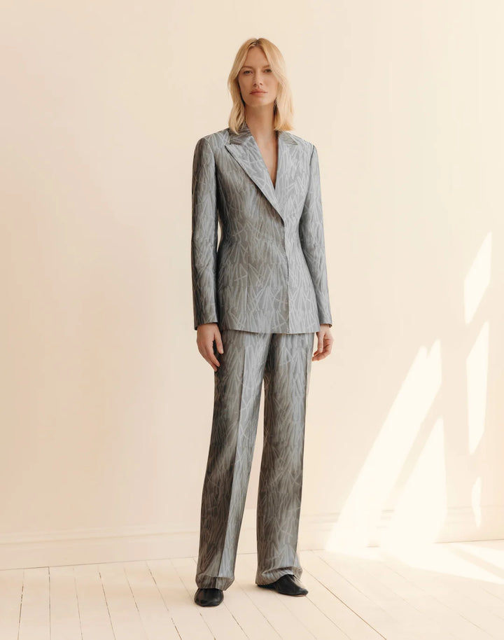 Tassel Jacquard Fitted Blazer - Silver