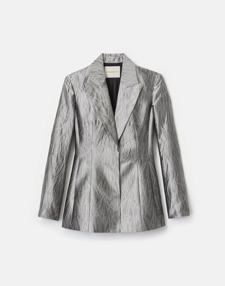 Tassel Jacquard Fitted Blazer - Silver