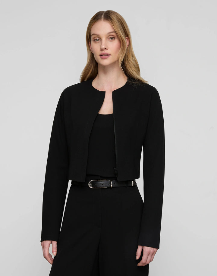 Finesse Crepe Slim Cropped Jacket - Black