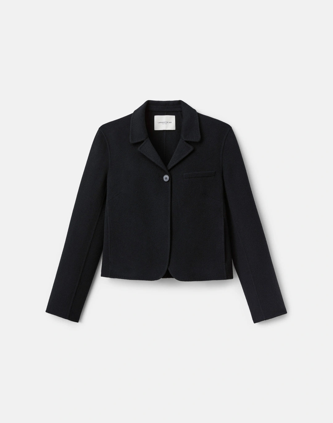 Wool-Cashmere Double Face Notch Lapel Blazer - Black