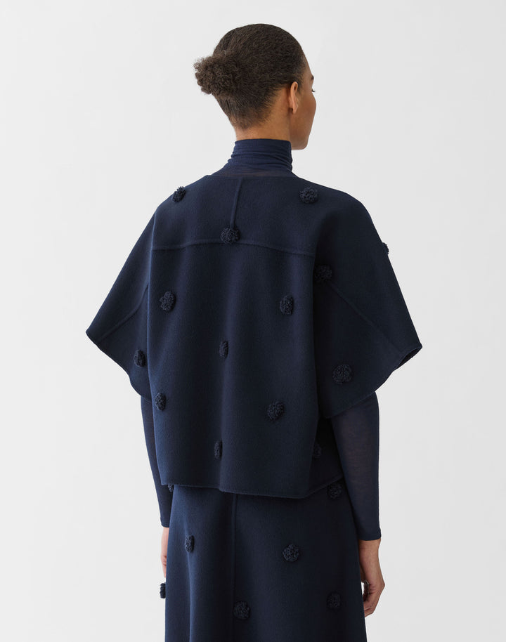 Fringe Pom Double-Face Jacket - Midnight