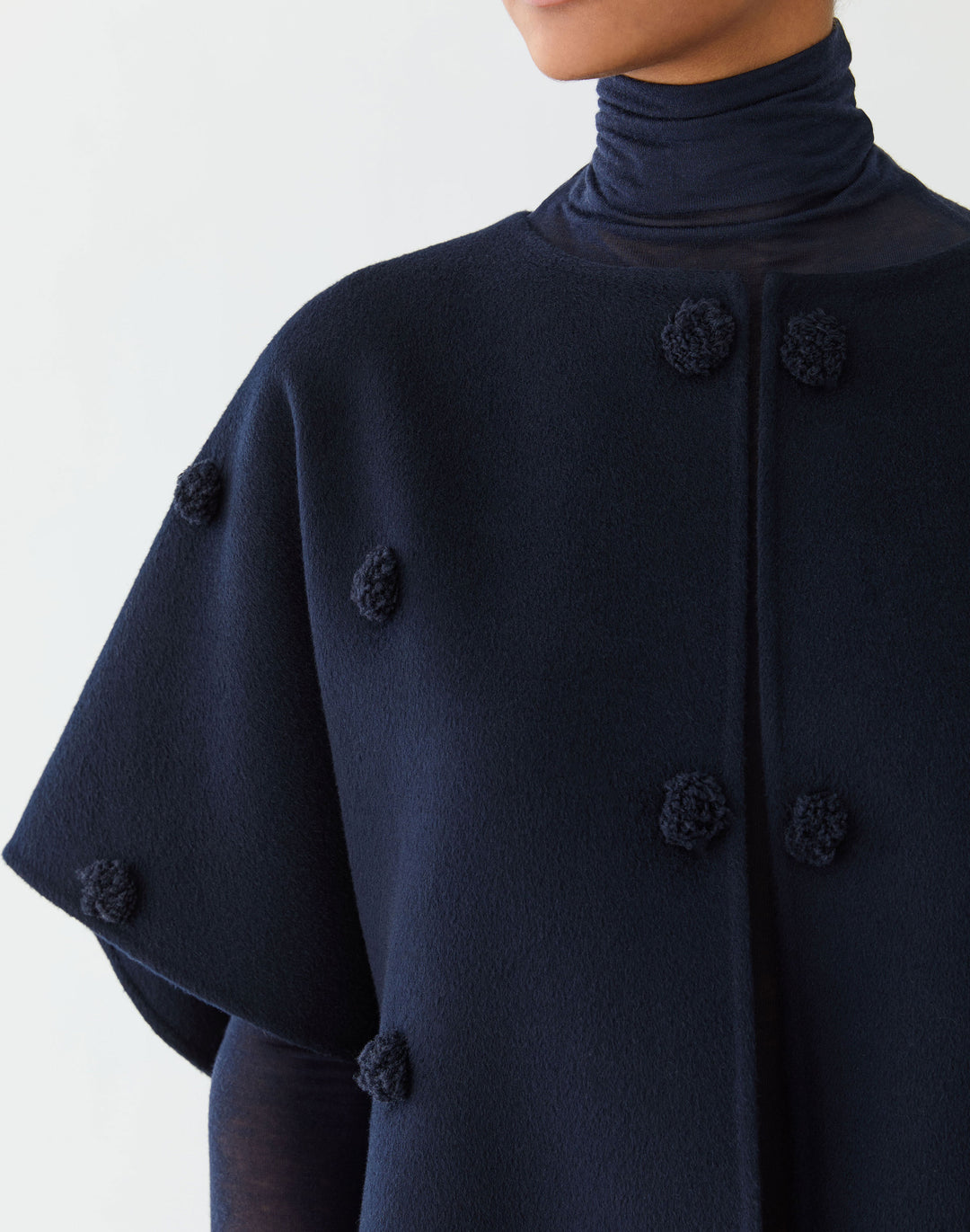 Fringe Pom Double-Face Jacket - Midnight