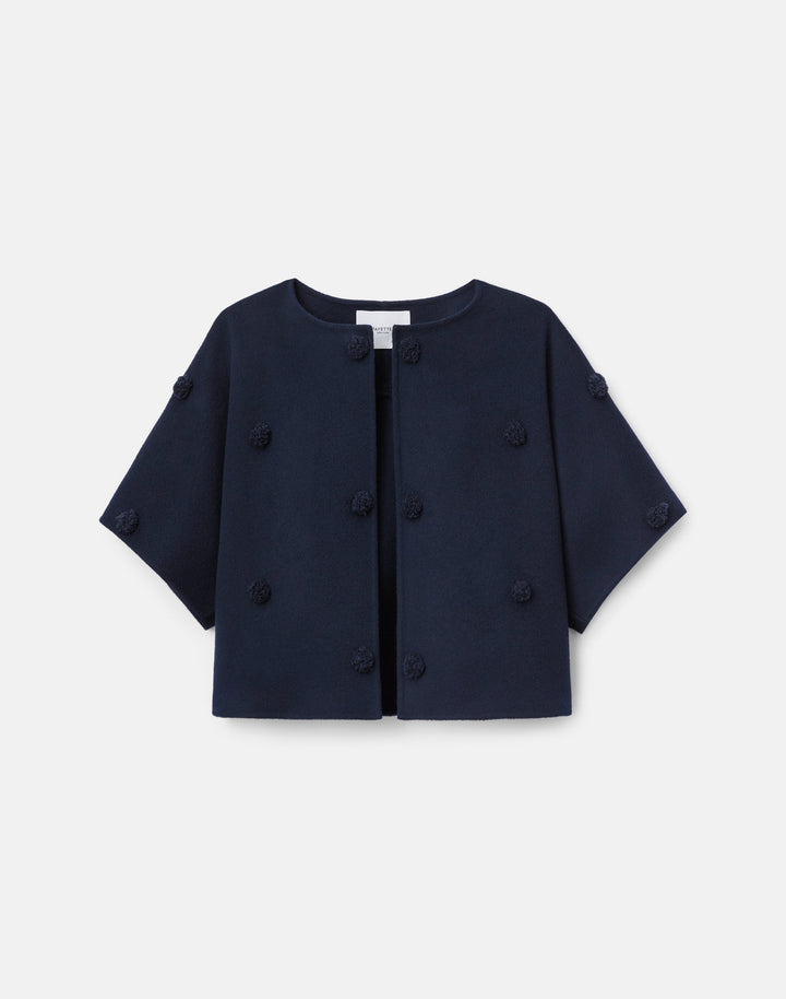 Fringe Pom Double-Face Jacket - Midnight