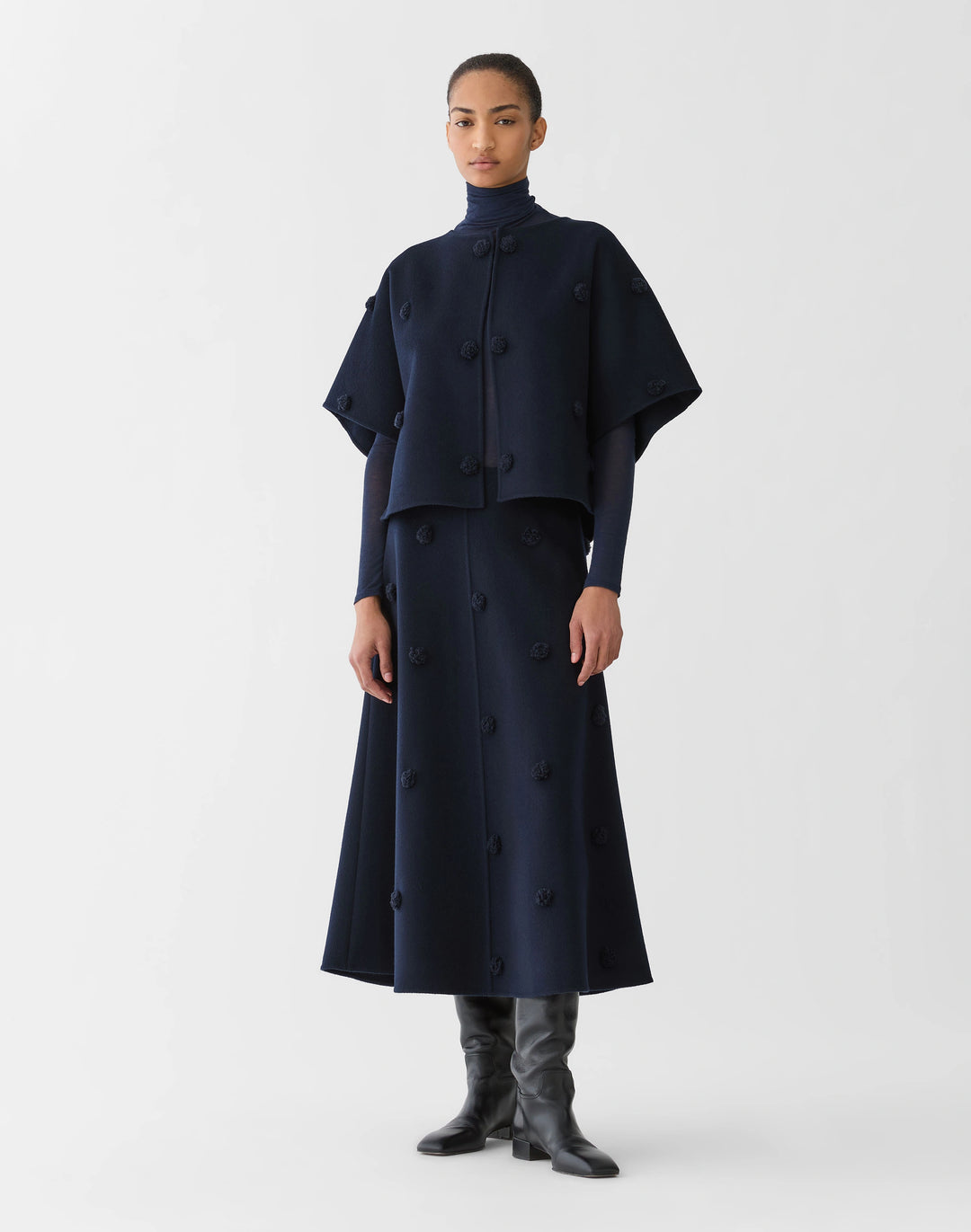 Fringe Pom Double-Face Jacket - Midnight