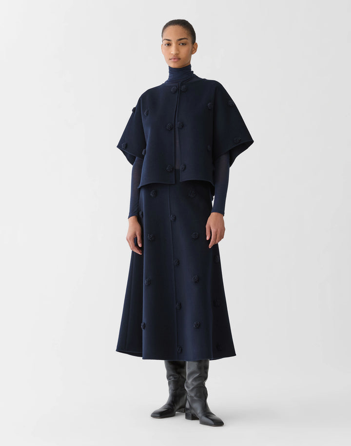 Fringe Pom Double-Face Jacket - Midnight