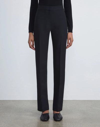 Wool-Silk Crepe Barrow Pant - Black