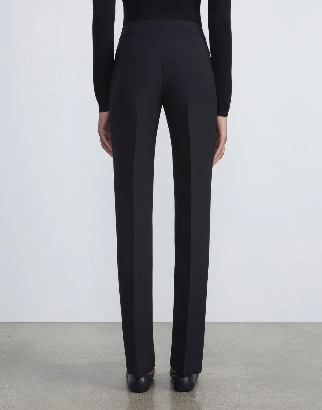 Wool-Silk Crepe Barrow Pant - Black