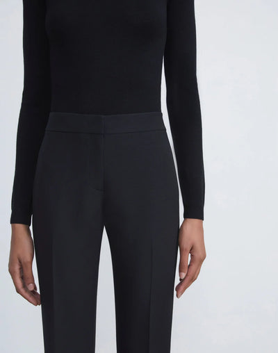 Wool-Silk Crepe Barrow Pant - Black