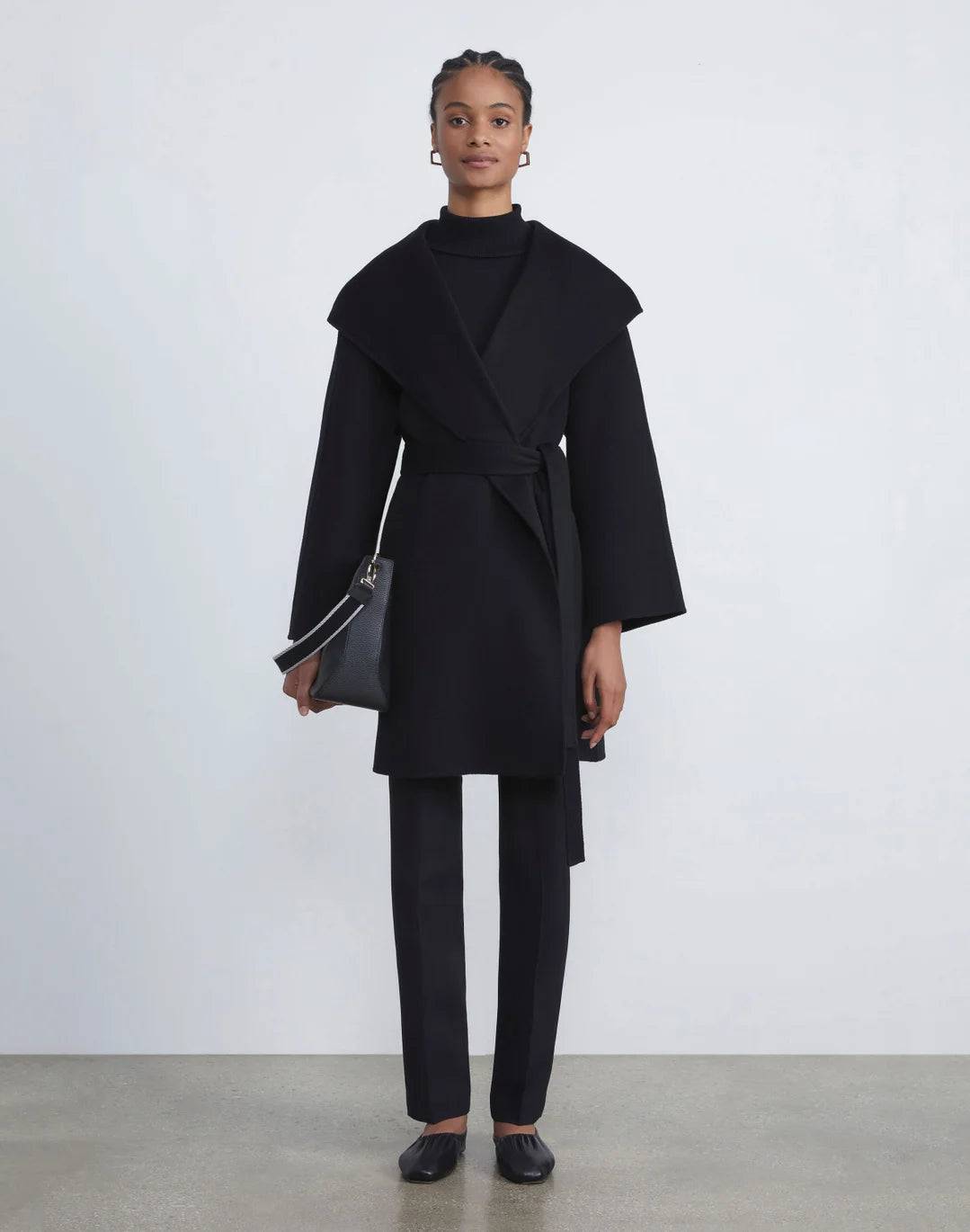 Wool-Silk Crepe Barrow Pant - Black