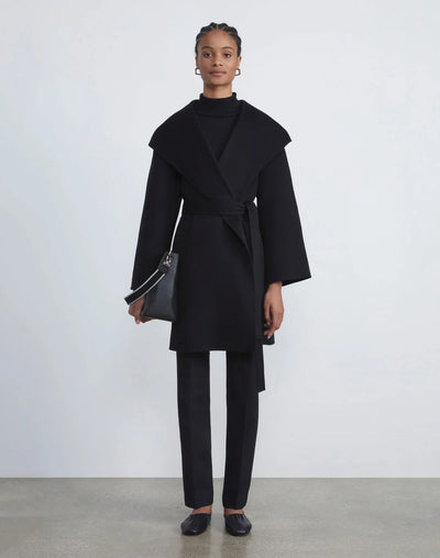 Wool-Silk Crepe Barrow Pant - Black