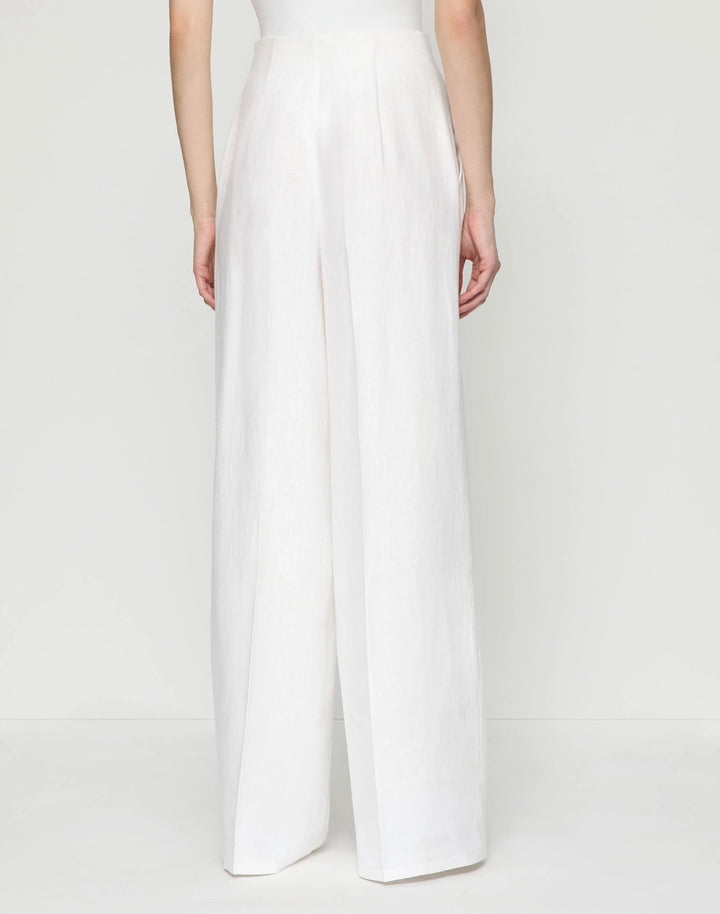 Linen Thames Wide Leg Pant - White