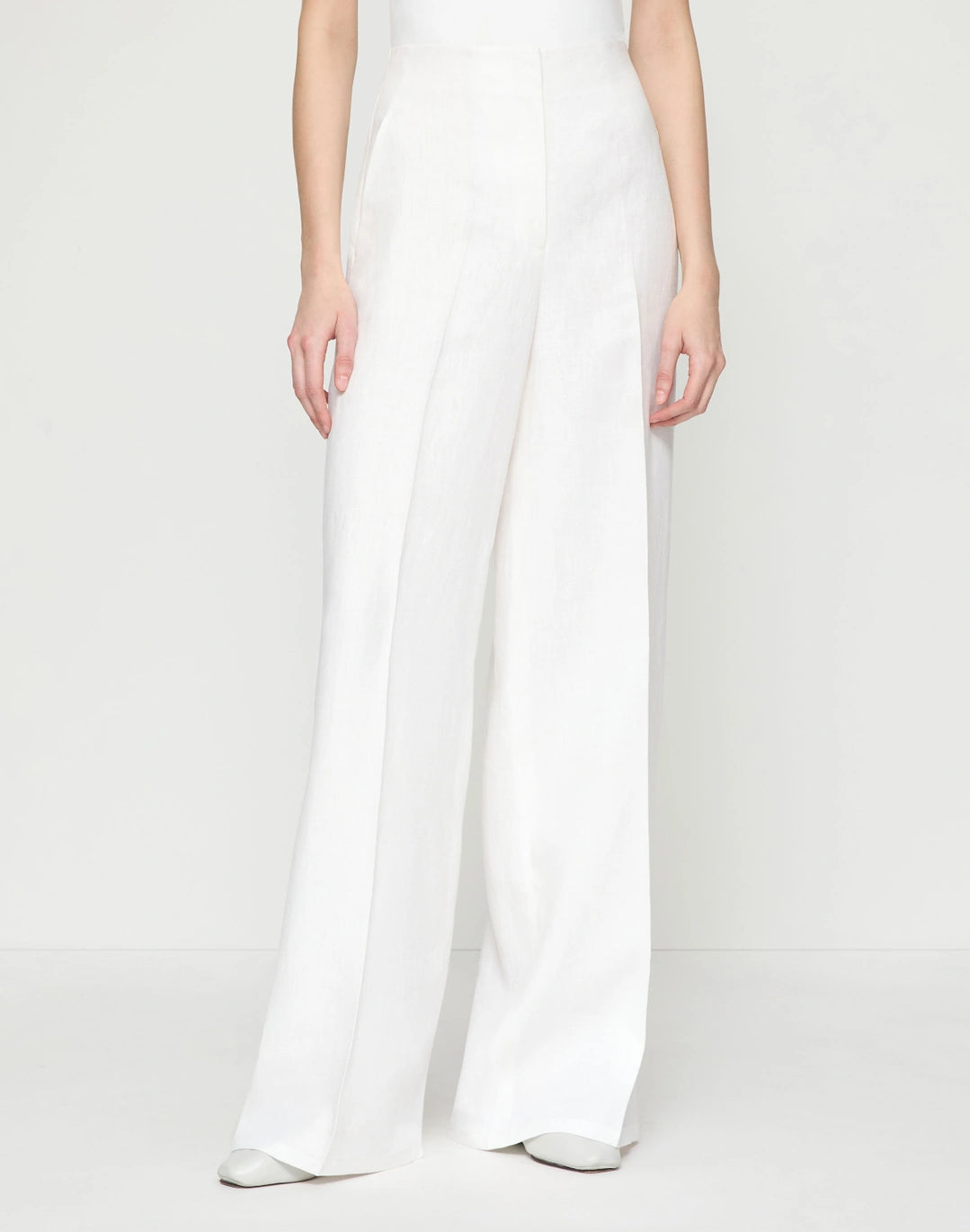 Linen Thames Wide Leg Pant - White