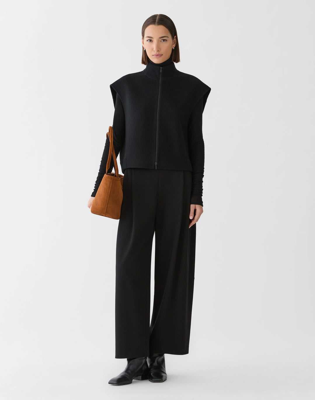 Punto Milano Walker Barrel Leg Ankle Pant - Black