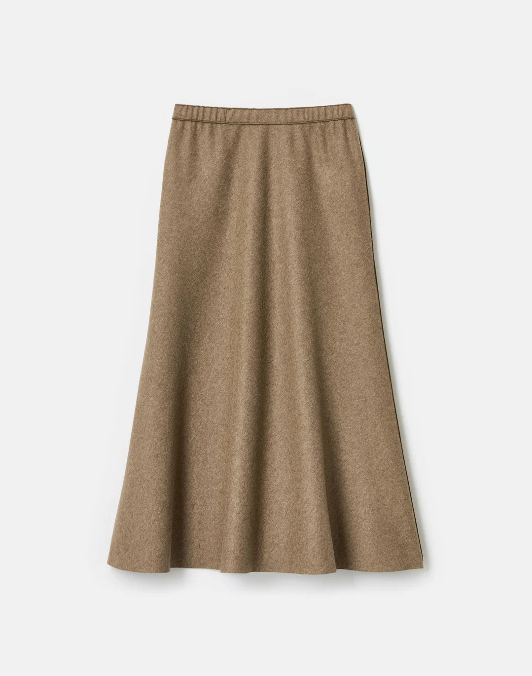 Wool-Cashmere Double Face Jersey Reversible Skirt - Forage Green Mel/Ashwood Mel