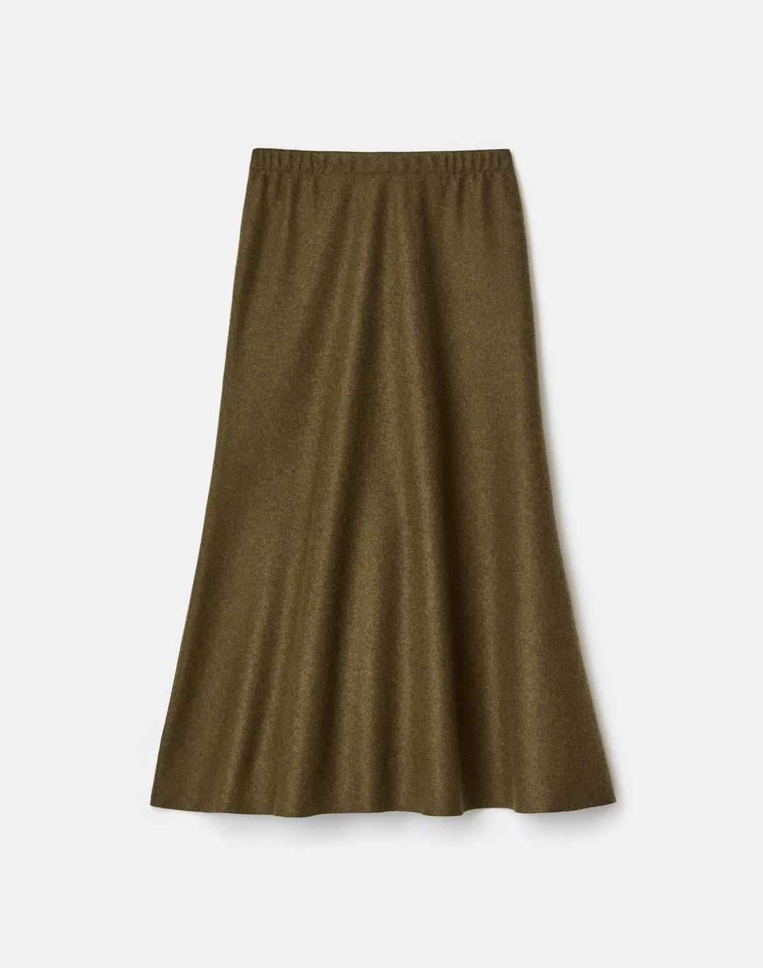Wool-Cashmere Double Face Jersey Reversible Skirt - Forage Green Mel/Ashwood Mel
