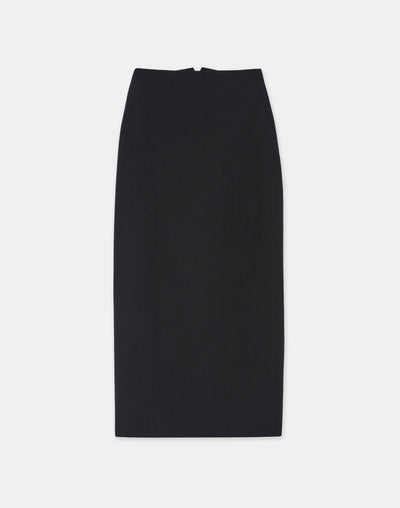 RESPONSIBLE WOOL DOUBLE FACE PENCIL SKIRT - Black