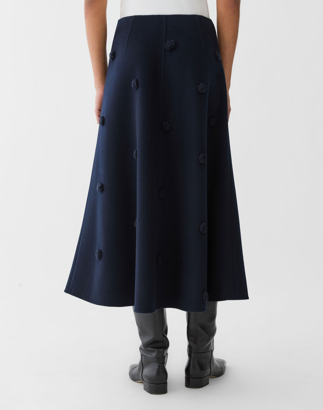 Fringe Pom Double-Face Skirt - Midnight