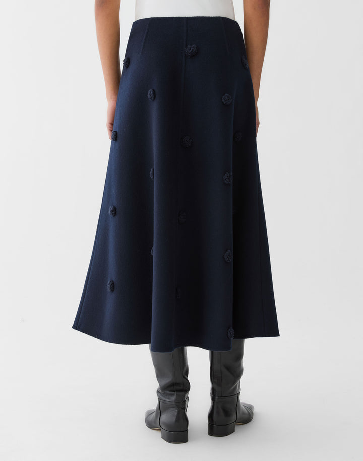 Fringe Pom Double-Face Skirt - Midnight