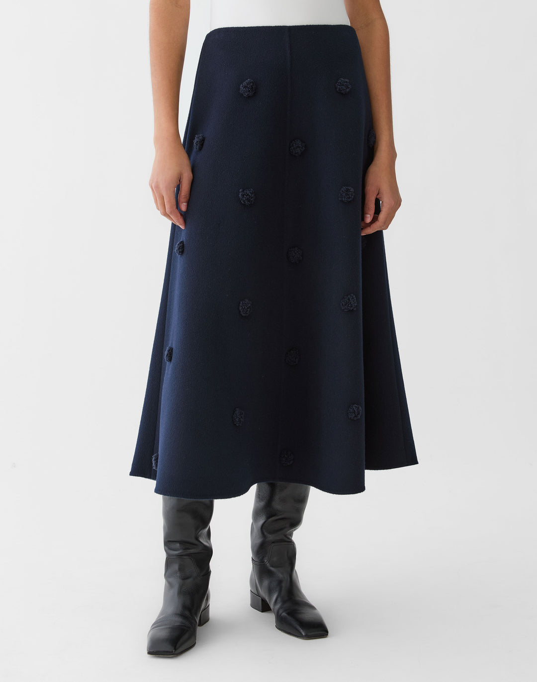 Fringe Pom Double-Face Skirt - Midnight