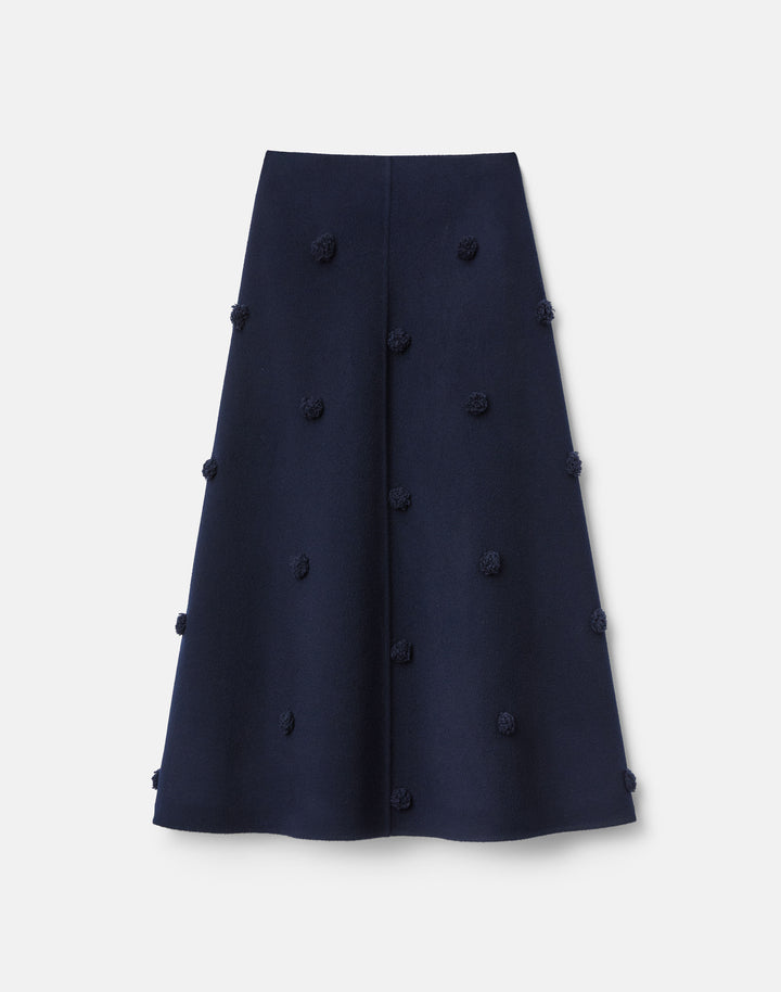 Fringe Pom Double-Face Skirt - Midnight
