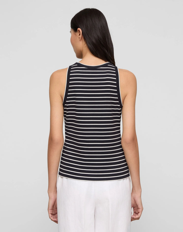 Striped Cotton Rib Racerback Tank - Midnight
