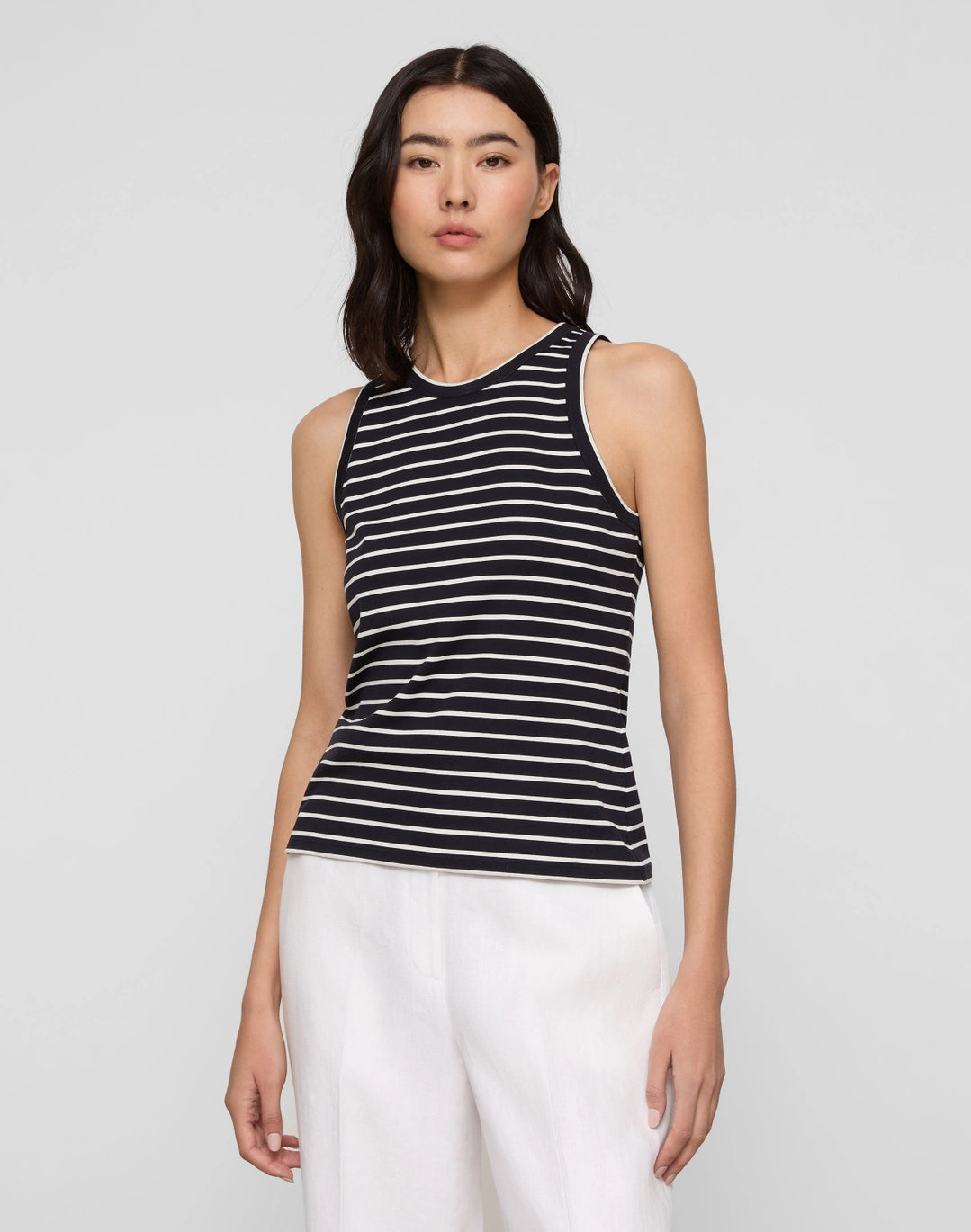 Striped Cotton Rib Racerback Tank - Midnight