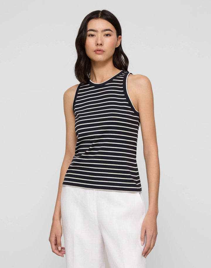 Striped Cotton Rib Racerback Tank - Midnight