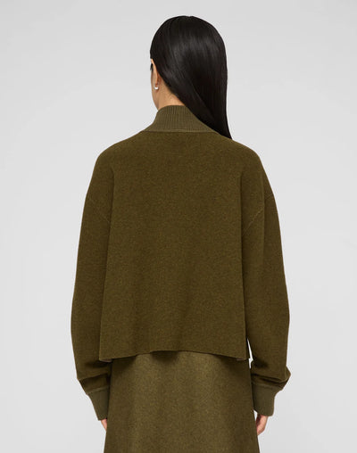Wool-Cashmere Double Face Jersey Reversible Top - Forage Green Mel/Ashwood Mel