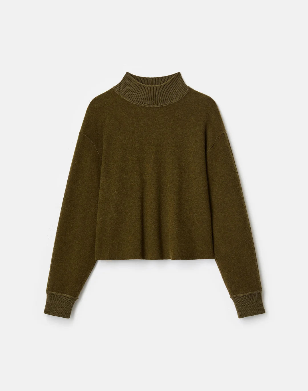 Wool-Cashmere Double Face Jersey Reversible Top - Forage Green Mel/Ashwood Mel