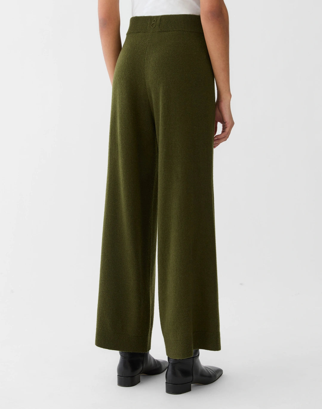 Responsible Wool-Cashmere Wide Leg Pant - Forest