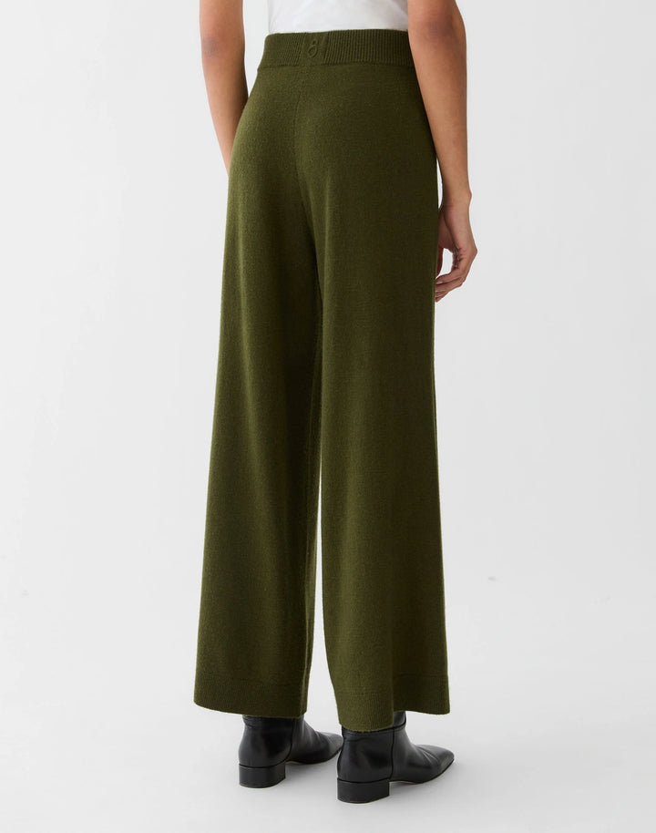 Responsible Wool-Cashmere Wide Leg Pant - Forest