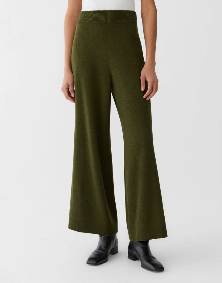 Responsible Wool-Cashmere Wide Leg Pant - Forest
