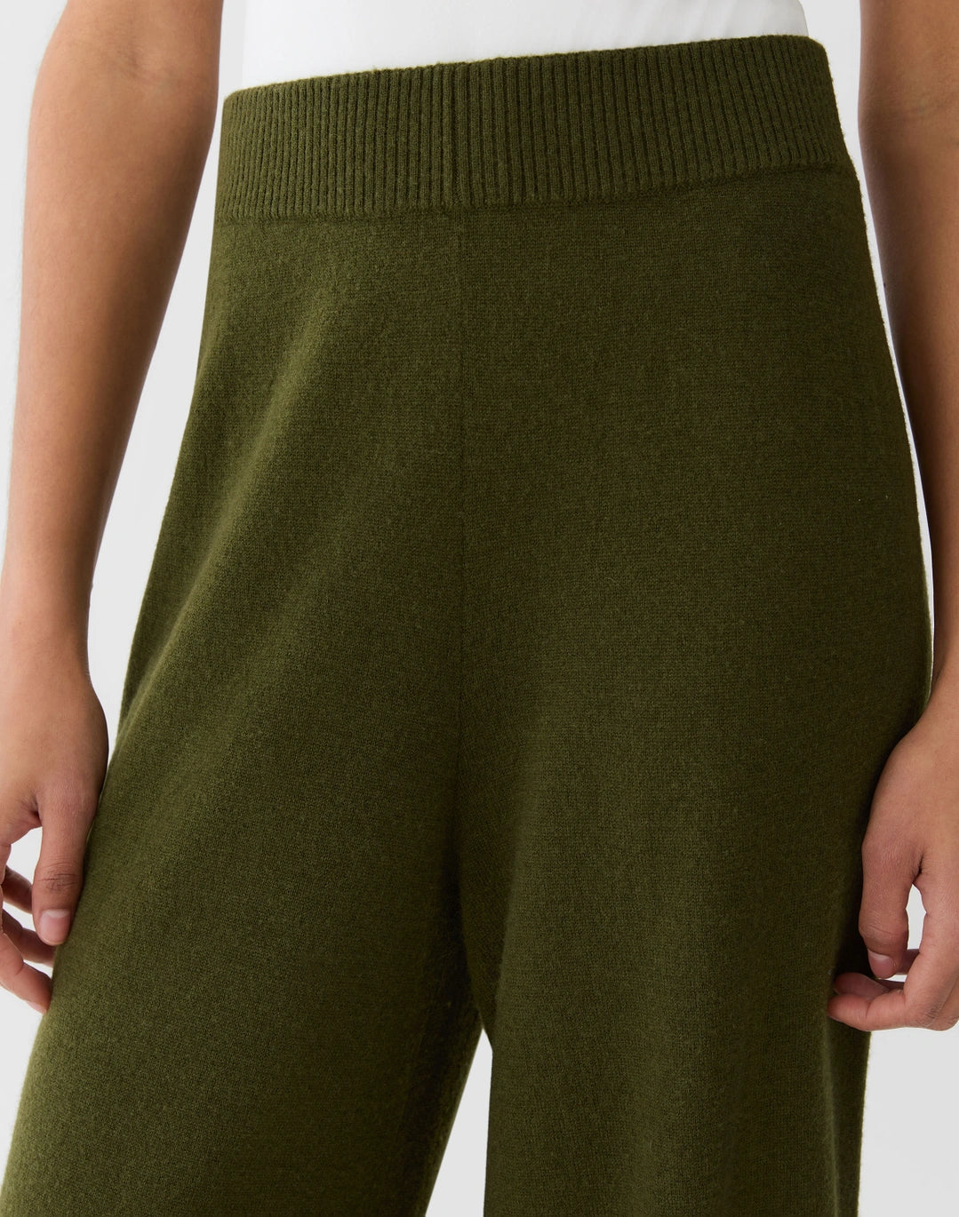 Responsible Wool-Cashmere Wide Leg Pant - Forest