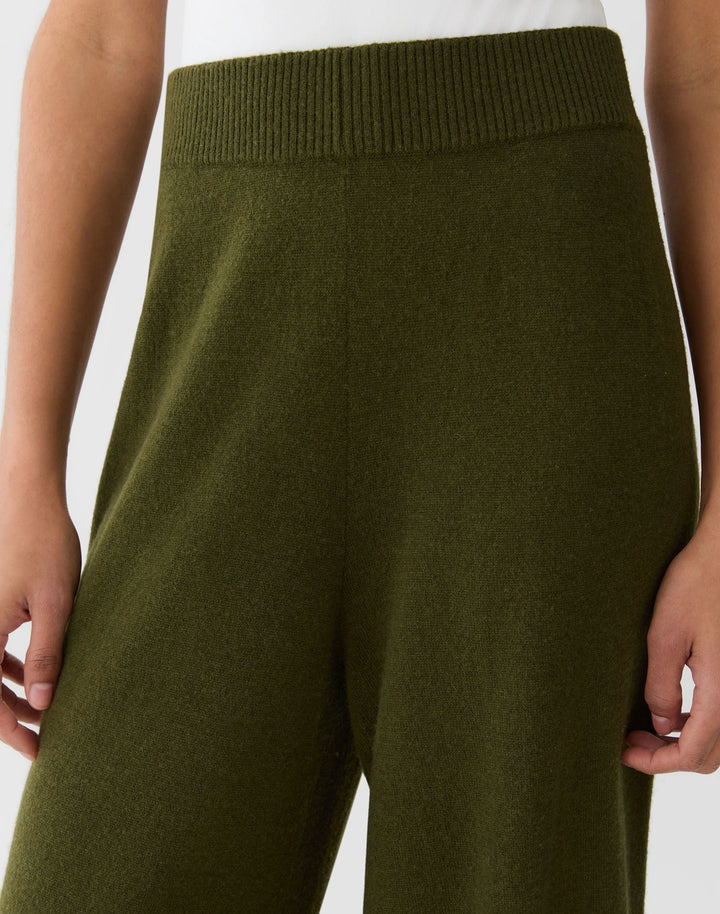 Responsible Wool-Cashmere Wide Leg Pant - Forest
