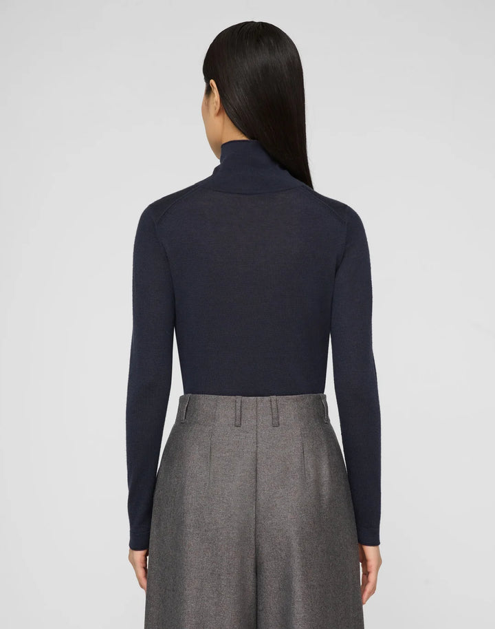 Fine Gauge Cashmere Stand Collar Sweater - Ink
