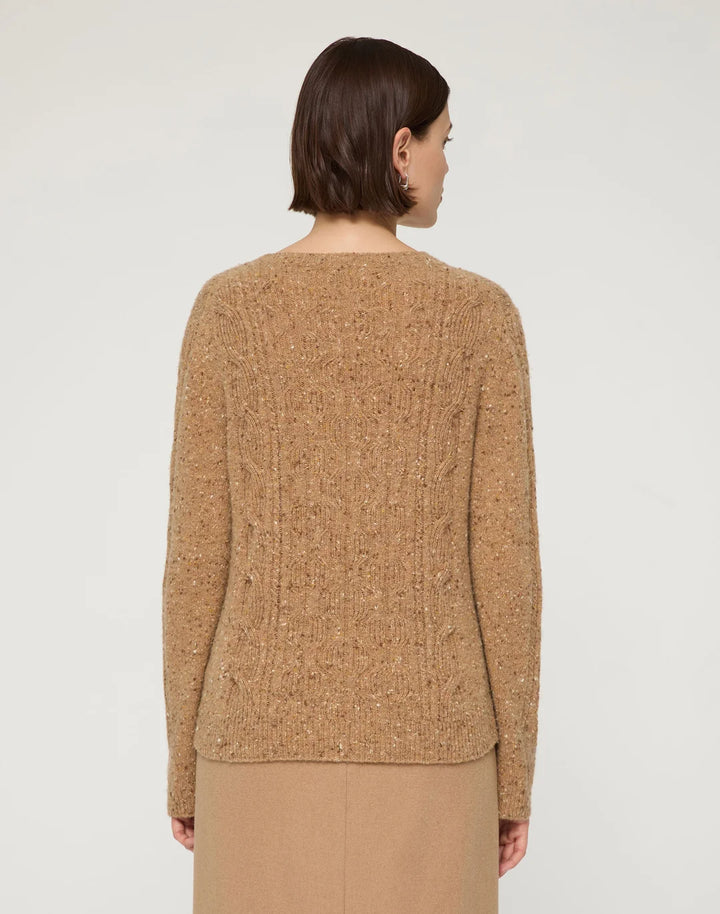Cashmere Donegal Cable Knit Crewneck Sweater - Cammello Multi