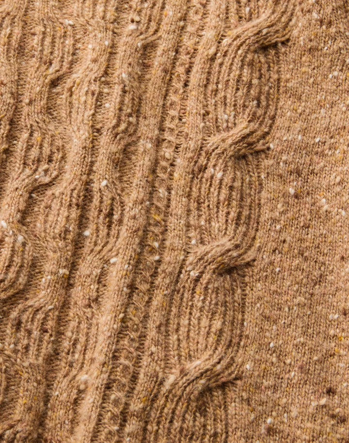 Cashmere Donegal Cable Knit Crewneck Sweater - Cammello Multi