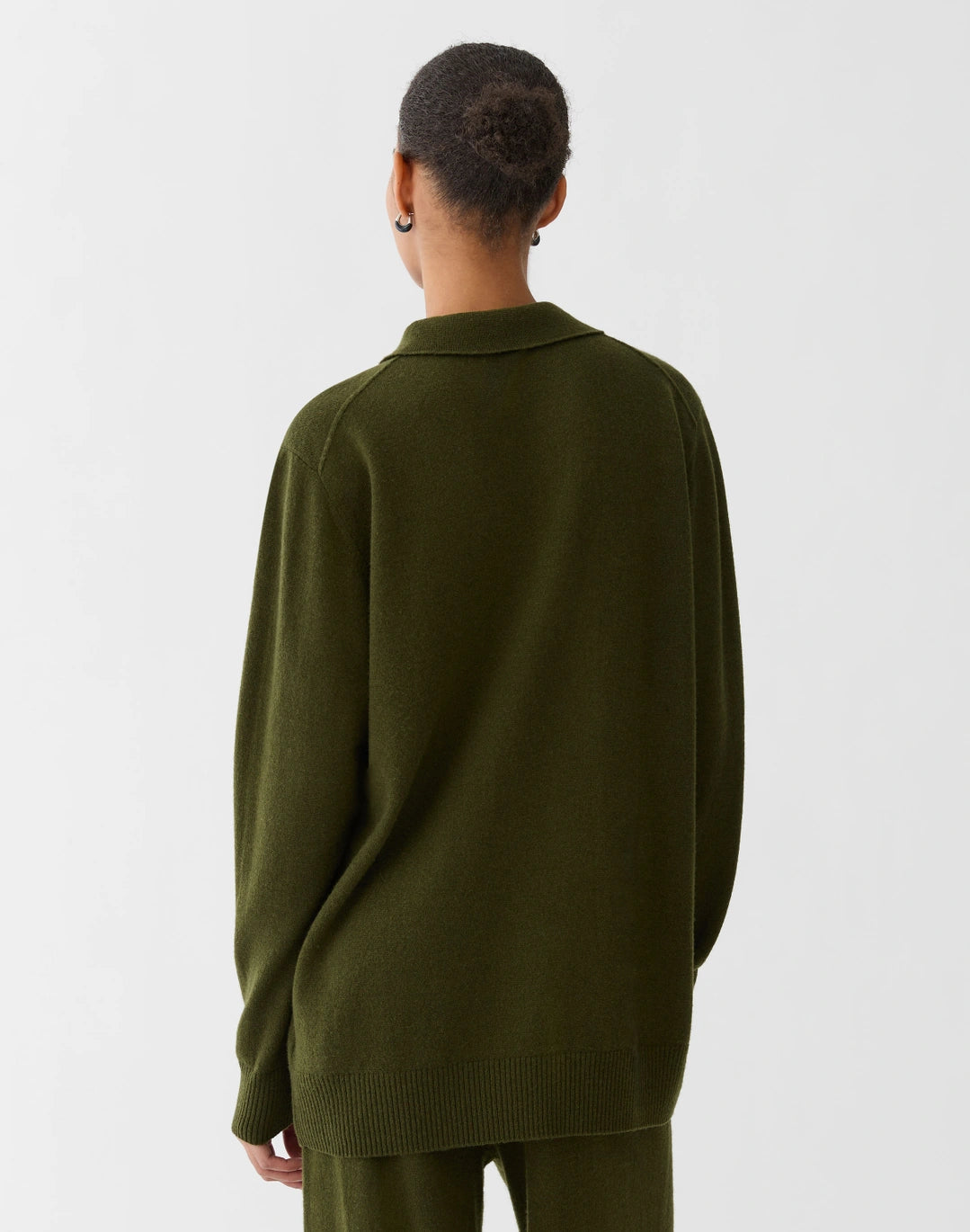 Wool-Cashmere Oversized Polo Sweater - Forest