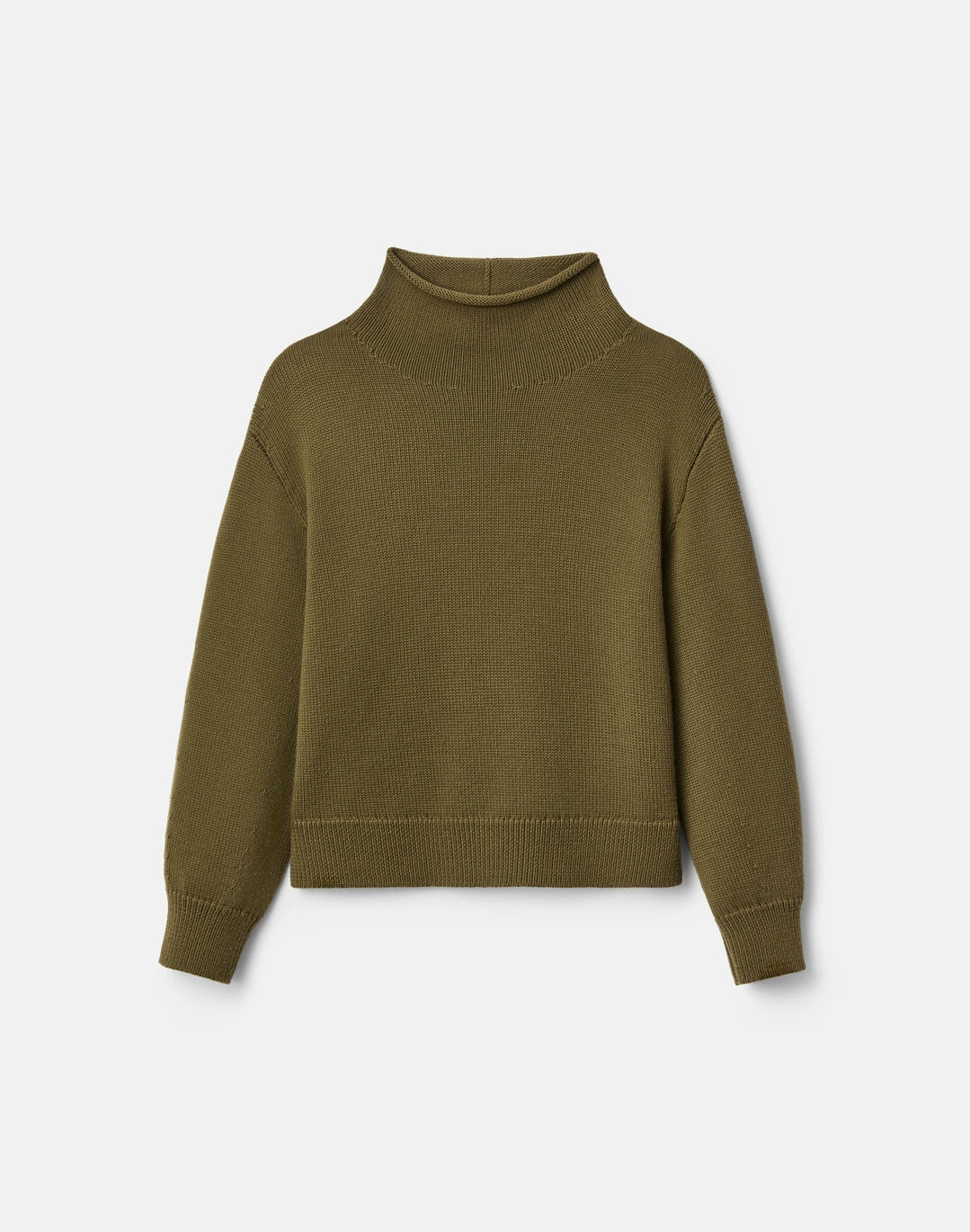 Lofty Merino Wool Funnel Neck Sweater - Forage Green