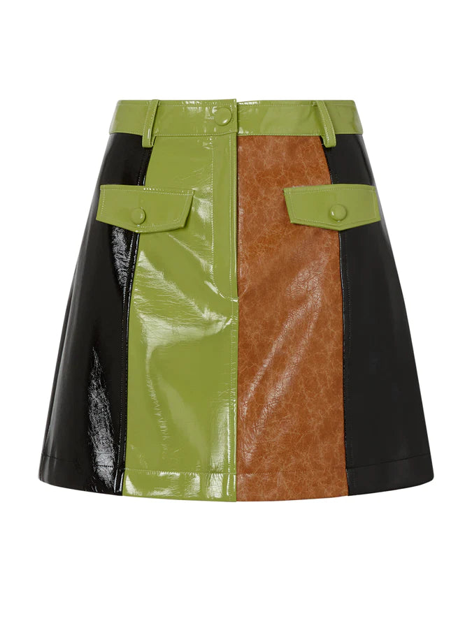 Nancy Multicolor Faux Leather Mini Skirt